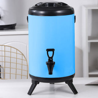 SOGA 8X 10L Stainless Steel Insulated Milk Tea Barrel Hot and Cold Beverage Dispenser Container with Faucet Blue