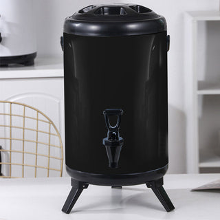 SOGA 4X 12L Stainless Steel Insulated Milk Tea Barrel Hot and Cold Beverage Dispenser Container with Faucet Black