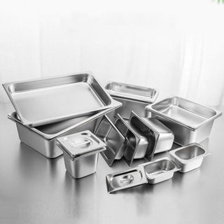 SOGA 6X Gastronorm GN Pan Full Size 1/3 GN Pan 10cm Deep Stainless Steel Tray with Lid
