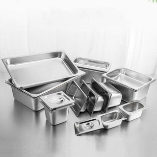 SOGA 4X Gastronorm GN Pan Full Size 1/1 GN Pan 10cm Deep Stainless Steel Tray With Lid