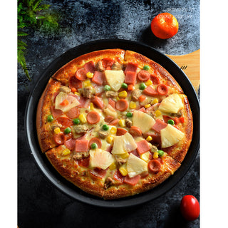 SOGA 6X 8-inch Round Black Steel Non-stick Pizza Tray Oven Baking Plate Pan