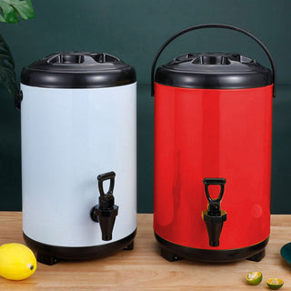 SOGA 2X 10L Stainless Steel Insulated Milk Tea Barrel Hot and Cold Beverage Dispenser Container with Faucet Red