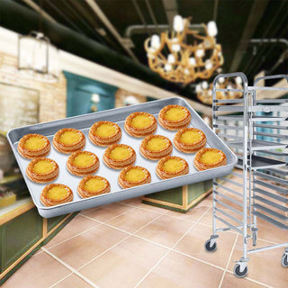 SOGA Gastronorm Trolley 16 Tier Stainless Steel with 60*40*5cm Aluminum Baking Pan Cooking Tray for Bakers