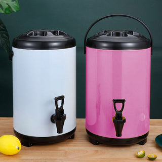 SOGA 2X 18L Stainless Steel Insulated Milk Tea Barrel Hot and Cold Beverage Dispenser Container with Faucet Pink