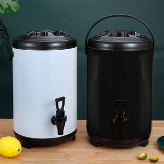 SOGA 8X 12L Stainless Steel Insulated Milk Tea Barrel Hot and Cold Beverage Dispenser Container with Faucet Black