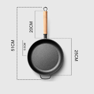 SOGA 2X 25cm Round Cast Iron Frying Pan Skillet Steak Sizzle Platter with Helper Handle