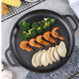 SOGA 2x Cast Iron 30cm Frying Pan Skillet Coating Steak Sizzle Platter