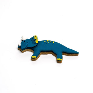 Triceratops Decorated Cookie - Dark Blue