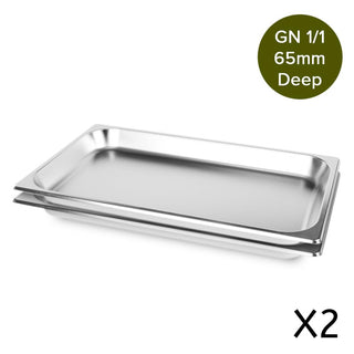 SOGA 2X Gastronorm GN Pan Full Size 1/1 GN Pan 6.5cm Deep Stainless Steel Tray