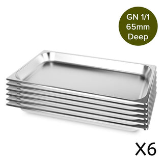 SOGA 6X Gastronorm GN Pan Full Size 1/1 GN Pan 6.5cm Deep Stainless Steel Tray